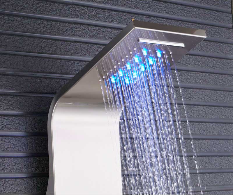 Cascada Ducha de lluvia Spa Masaje Columna de ducha de chorro con luz LED y pantalla