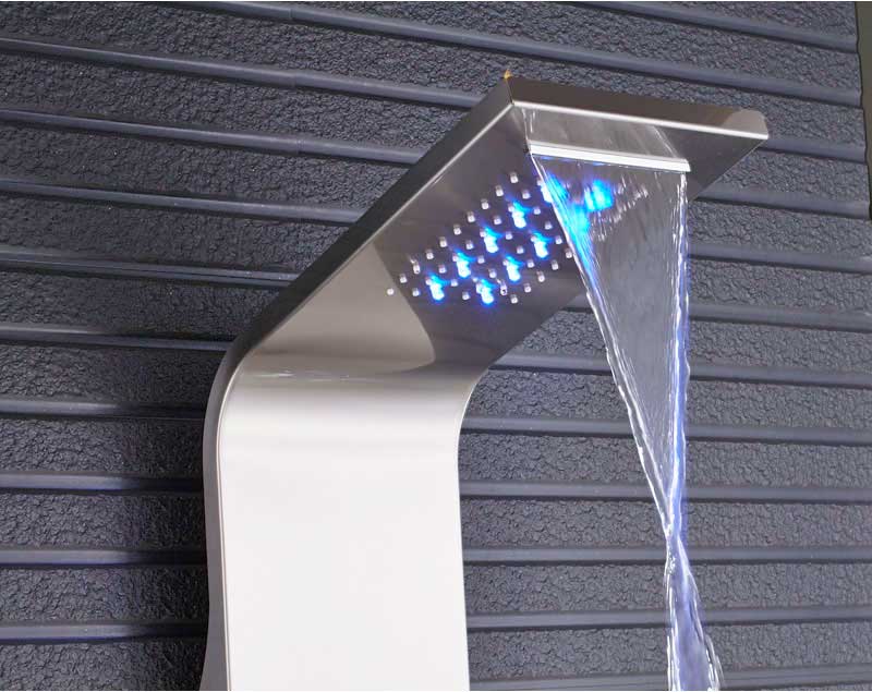 Cascada Ducha de lluvia Spa Masaje Columna de ducha de chorro con luz LED y pantalla