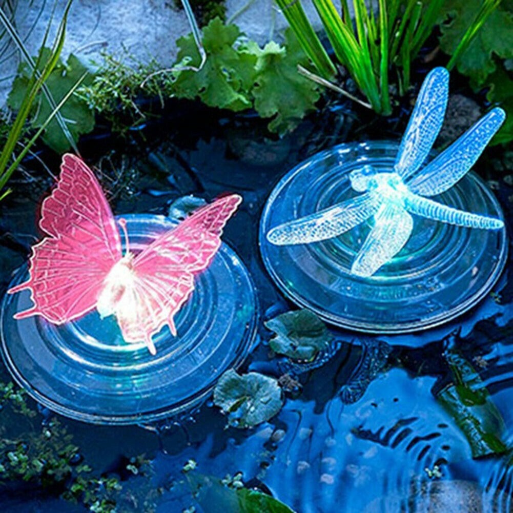 Estanque al aire libre decorativo Mariposa / Libélula Luces LED flotantes solares