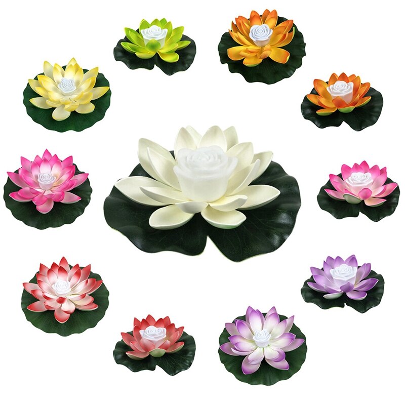 Lámparas LED flotantes Lotus para decoración de fuentes y estanques de jardín